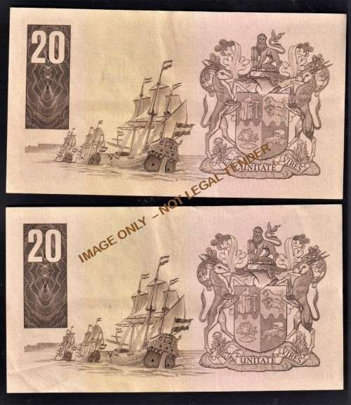 TWENTY RAND GPC DE KOCK  BANKNOTES X2 IN SERIES  -3rd ISSUE 1984