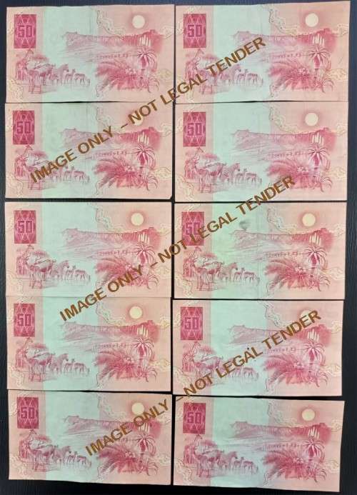 FIFTY  RAND GPC DE KOCK  BANKNOTES X 10 GOOD CONDITION