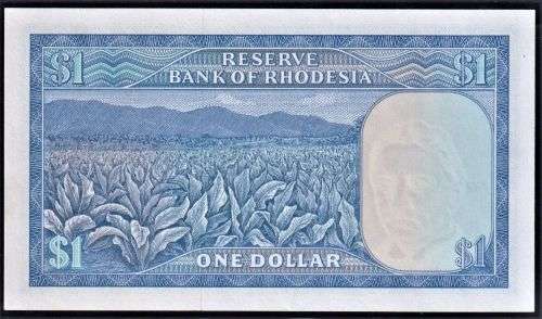 RHODESIA 1978 UNCIRCULATED $1 BANKNOTE - RHODES WATERMARK
