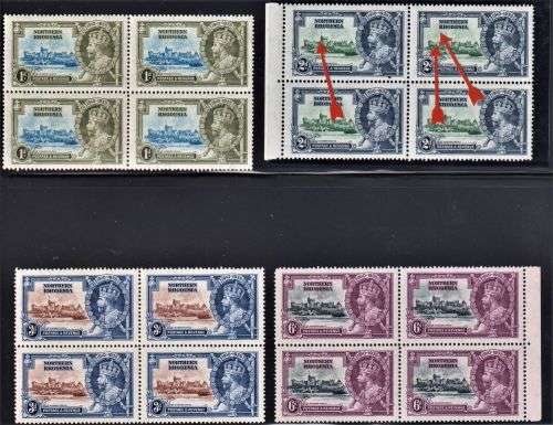 NORTHERN RHODESIA 1935 SILVER JUBILEE BLOCKS UM