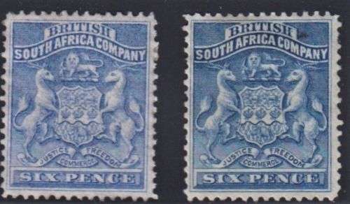 RHODESIA  1892 6d SHADES  FINE MINT - SACC 2/3 CV R3000