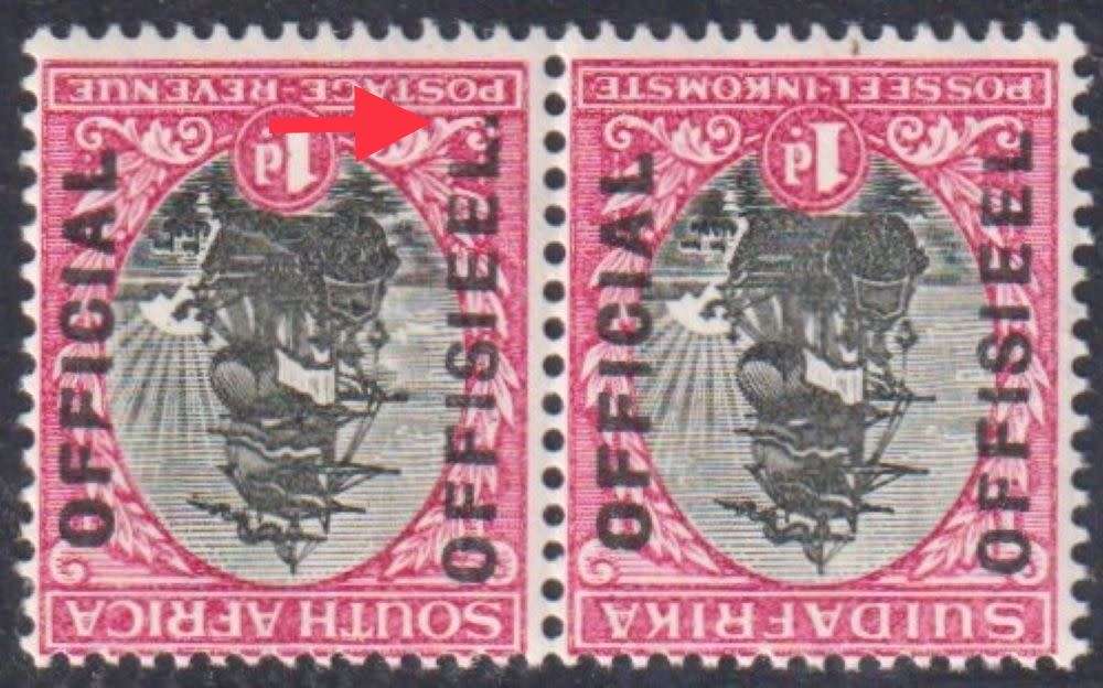 SA 1930 1d OFFICIAL `STOP AFTER OFFISIEEL`  SACC O13c CV R1300