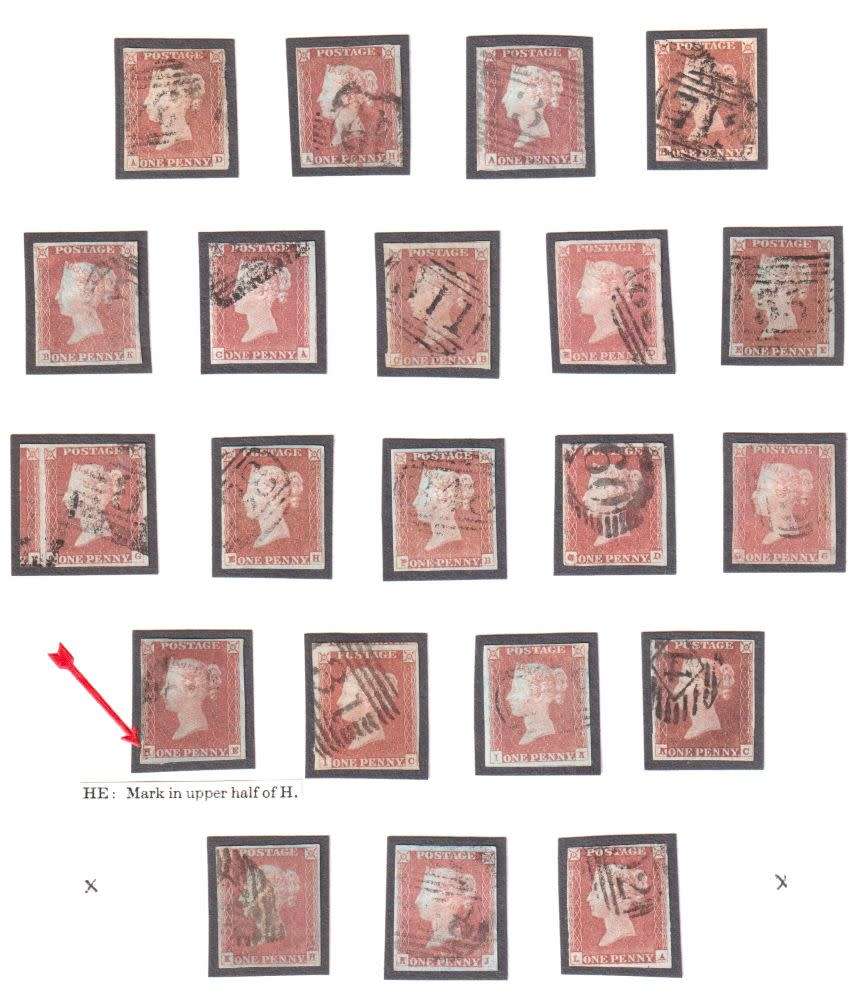 GREAT BRITAIN IMPERF 1d RED`S PLATE 79/80 ON PAGES