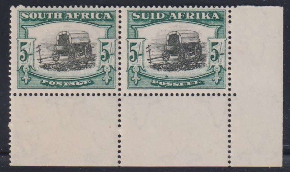 SA 1933 5/- BLACK &  GREEN FINE MINT - SACC 62 CV R1200