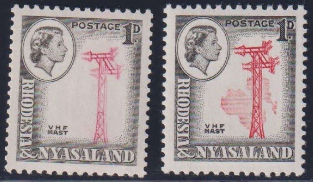 RHODESIA & NYASALAND 1959 1d `MISSING MAP` UM-RARE