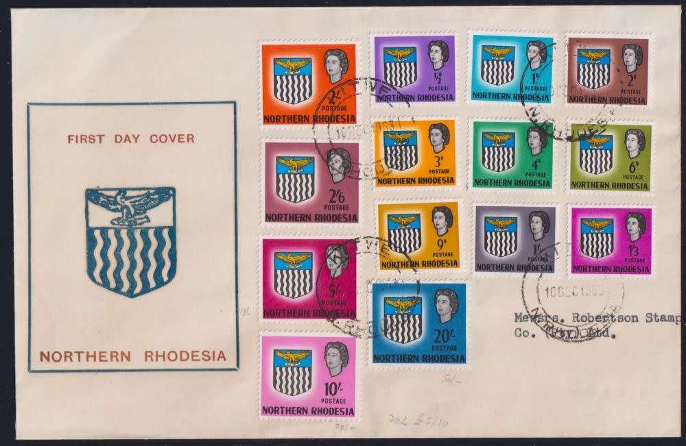 NORTHERN RHODESIA 1963 DEFINITIVE SET ON FDC - KITWE CDS - LOVELY!