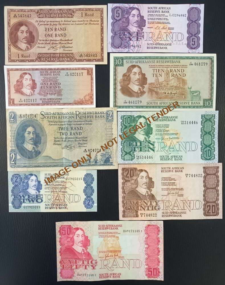 SOUTH AFRICAN BANKNOTE COLLECTION X 9 NOTES