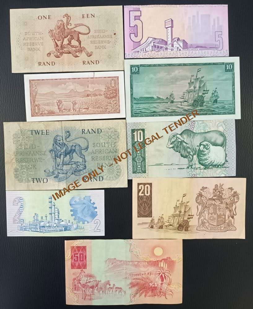 SOUTH AFRICAN BANKNOTE COLLECTION X 9 NOTES