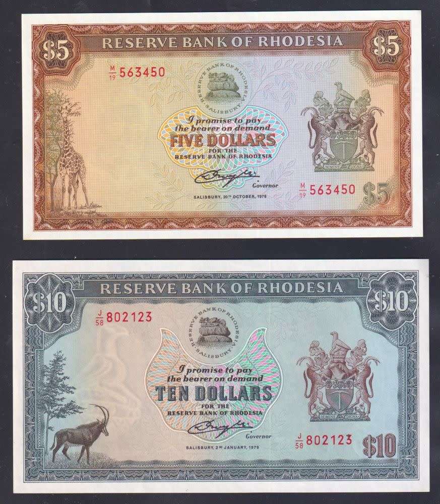 RHODESIA 1978-9 $1,2,5,10 BANKNOTES