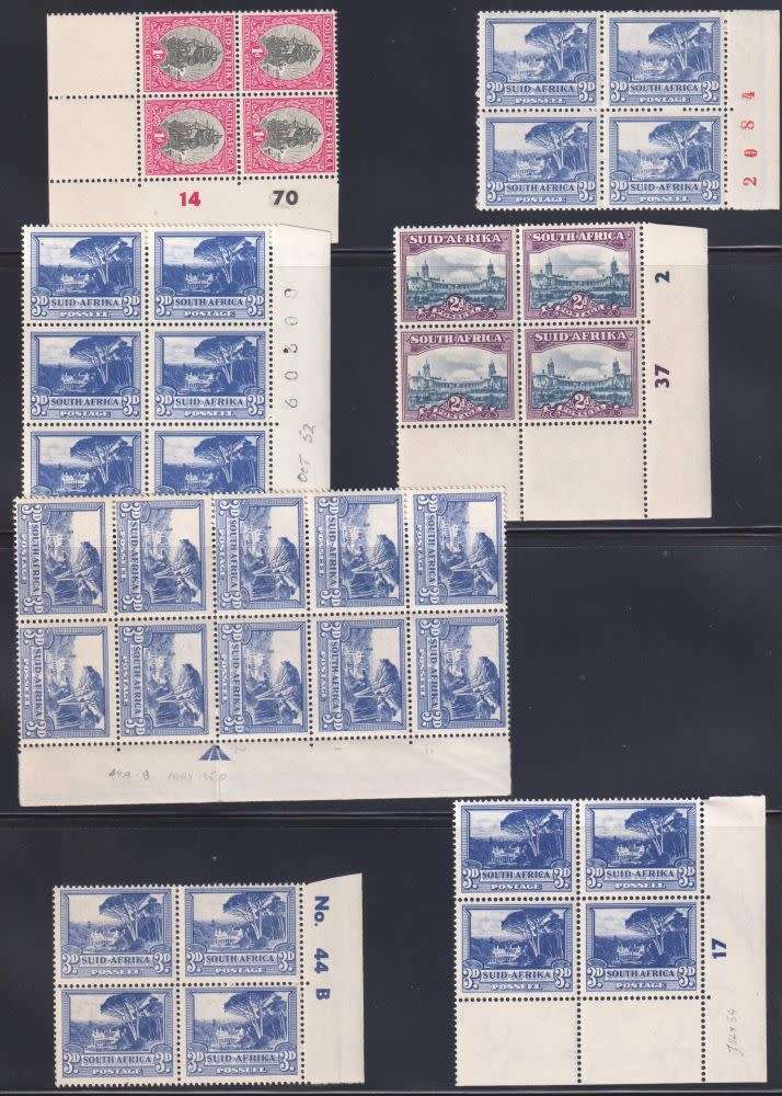 SA 1948 DEFINITIVES FANTASTIC LOT OF CYLS, SHEET #, ARROW BLOCKS M/UM