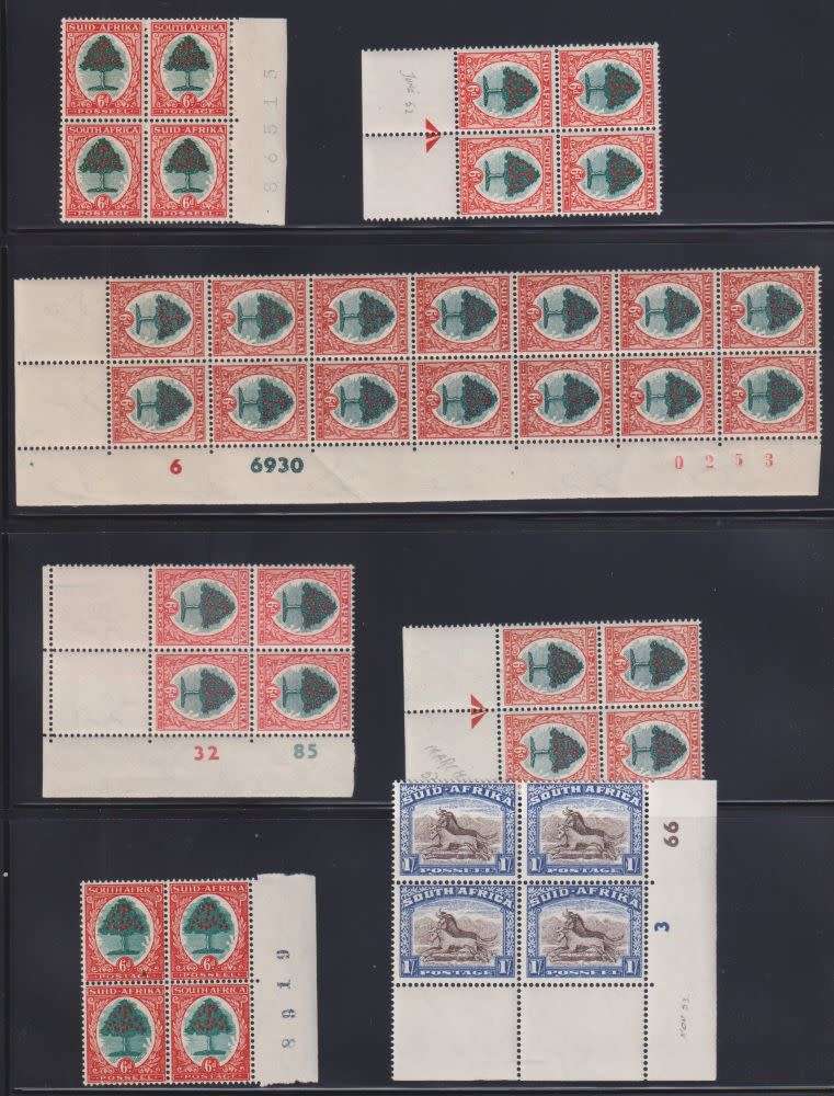 SA 1948 DEFINITIVES FANTASTIC LOT OF CYLS, SHEET #, ARROW BLOCKS M/UM