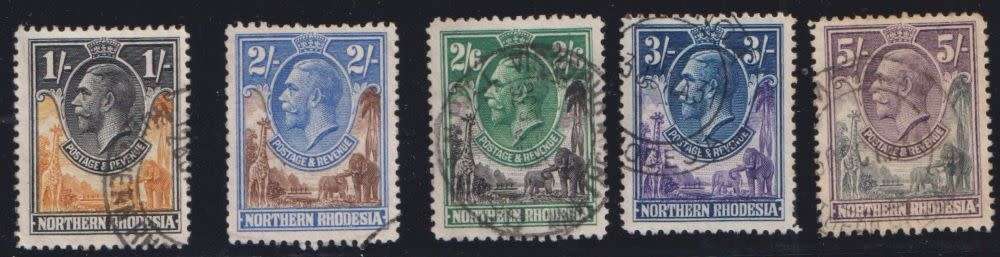 NORTHERN RHODESIA KGV USED TO 5/-