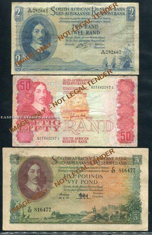 SOUTH AFRICA  BANKNOTE COLLECTION -  POUNDS & RANDS x 11 NOTES. INC BIG R50.NICE LOT!!!