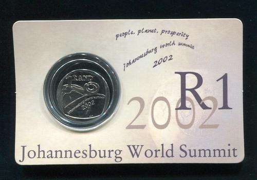 SOUTH AFRICA 2002 JOHANNESBURG WORLD SUMMIT R1  COIN -IN CAPSULE CREDIT CARD PRESENTATION