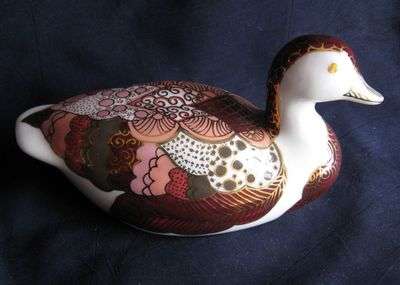 Vintage handpainted Imari pattern fine porcelain duck