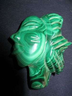 Ethnic art: Beautiful hand carved malachite head