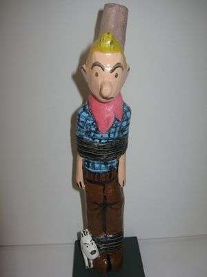 Carving of classic comic and movie hero TIN TIN! (and Snowy)