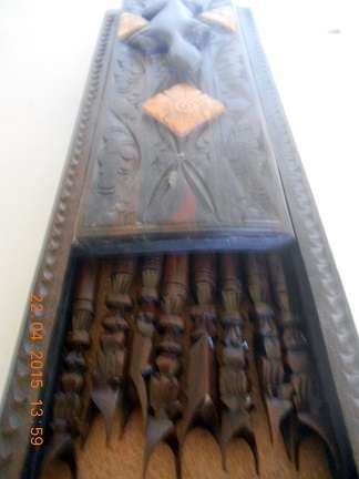 Vintage Vietnamese Hand Carved Hardwood Chopstick Set & Hand Carved Storage Box