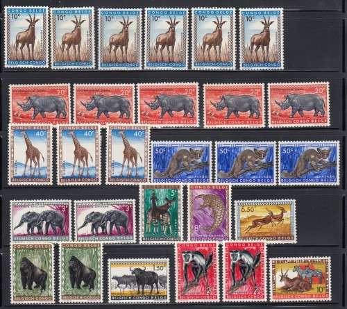 Belgian Congo 1959 animals lot MH .CV 28 Pounds