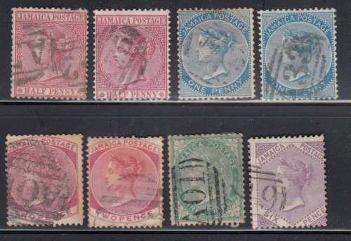 Jamaica SG 7,7a,8,8a,9,9a,10,12 used. CV 30 Pounds