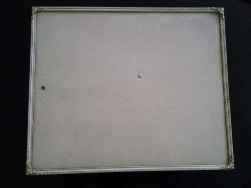 Vintage Gold Tone Metal with Filagree & Art Deco corners frame with glass