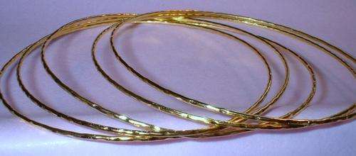 YELLOW GOLD GYPSY BANGLES X 5-PRISTINE LIQUIDATION STOCK