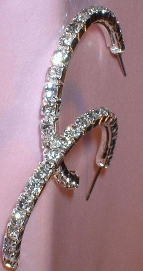 WHITE GOLD WHITE SAPPHIRE HOOPS-PRISTINE LIQUIDATION STOCK