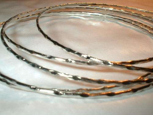 WHITE GOLD GYPSY BANGLES X 5-PRISTINE LIQUIDATION STOCK