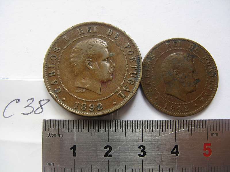 PORTUGAL 1892, 20 & 10 REIS. (C38).