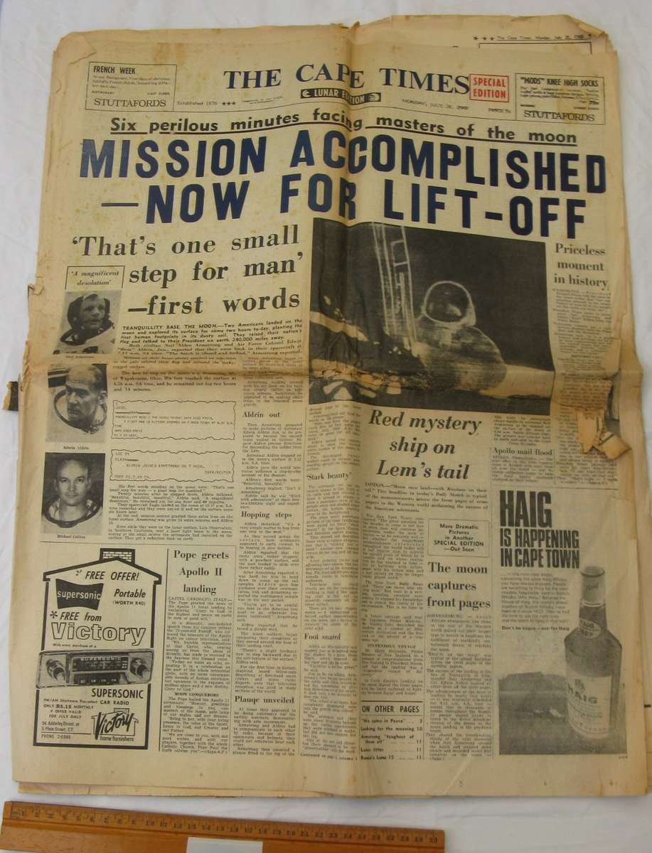 The Cape Times Special Lunar Edition Monday July 21 1969.