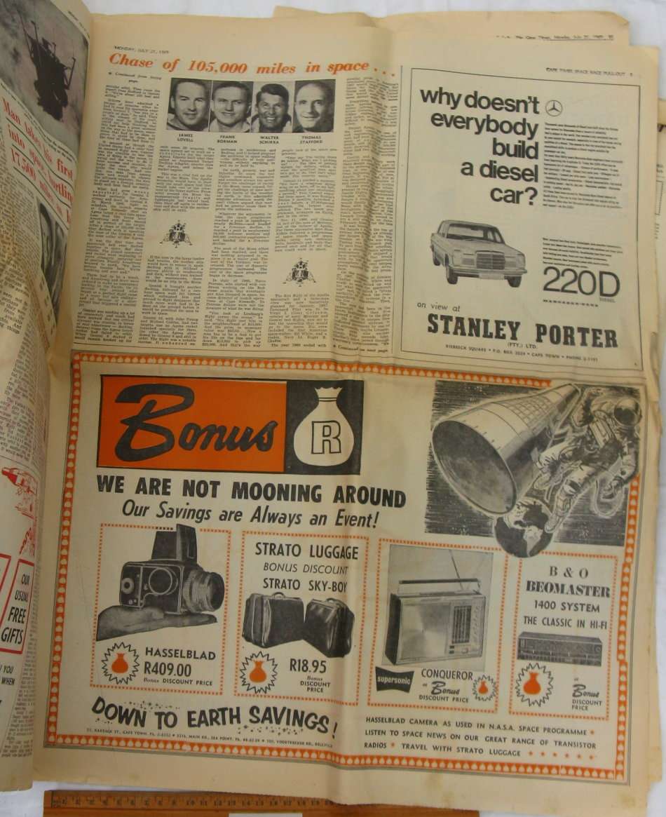 The Cape Times Special Lunar Edition Monday July 21 1969.