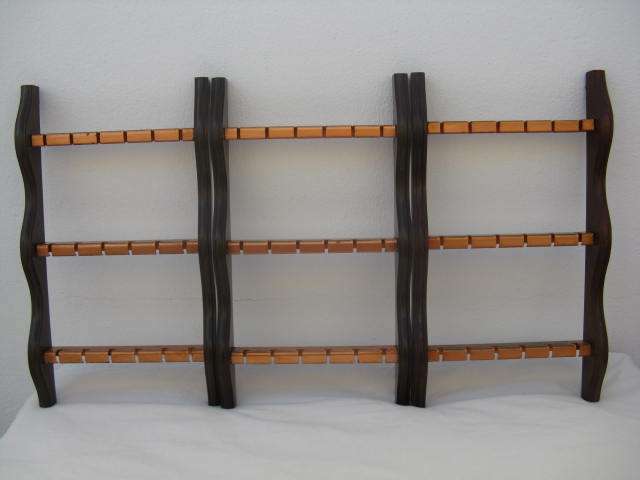 SPOON RACKS x 3. 2 x PLASTIC, 1 x WOOD. L 38.5cm x W 22.5cm.  (CR21))