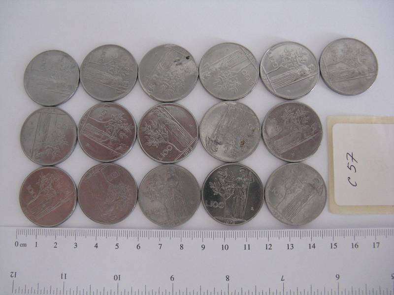 ITALY 100 LIRE COMBO. 16 UNITS. BID/COIN TO TAKE THE LOT.