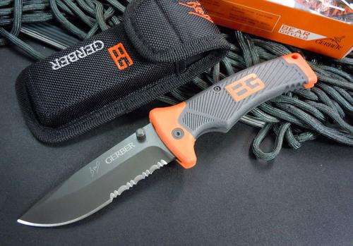 Gerber Bear Grylls Folding Sheath Knife man vs wild Cross Lock