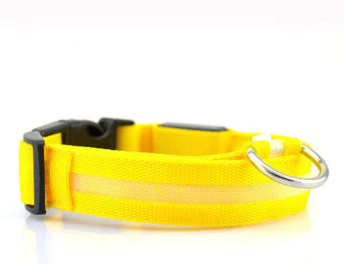 LED Dog Pet Collar (Yellow, Small)