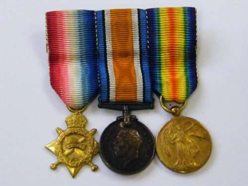WW1 miniature trio medal set - war medal, Victory medal & 1914-15 star - as per photo
