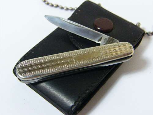 Vintage keychain pocket knife with extra tools - as per photo