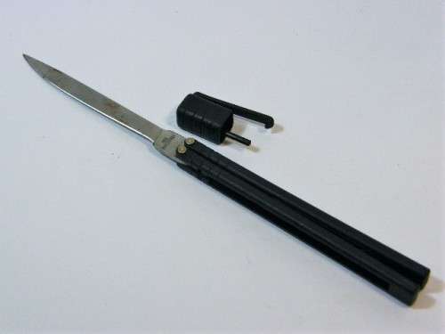 Thin Papillon German made butterfly knife with pen clip - as per photo