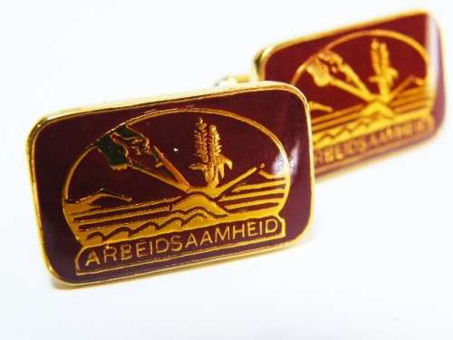pair of vintage Volkskas Arbeidsaamheid cufflinks