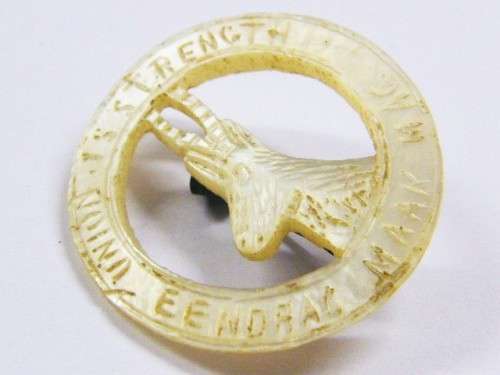 South African Army union is strength mother of pearl sweetheart brooch