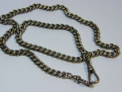 Vintage sterling silver pocket watch fob chain - weighs 35.2g - 46cm