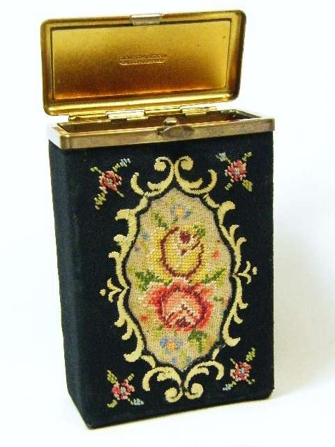 Vintage Galdenseau cigarette box with embroidery