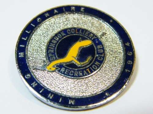 Mining Millionaire 1964 Springbok colliery recreation club pin badge - @ CRAZY R1 start