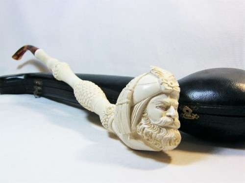 Antique large Meerschaum pipe with sultan's head - never used - excellent condition