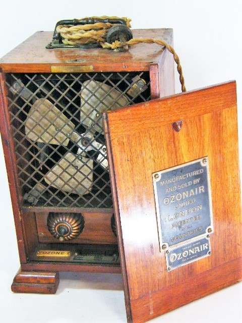 Antique Ozonair unusual ozoniser air purifier fan in wooden case - not tested