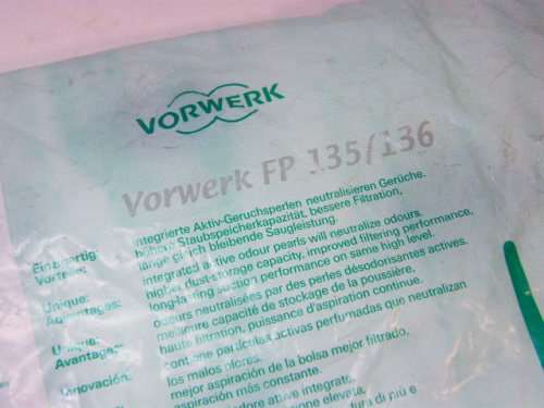 Pack of 6 Vorwerk FP135/136 vacuum filter bags