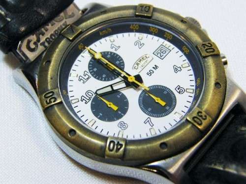 Camel Trophy Quartz chronograph mens watch with original leather strap