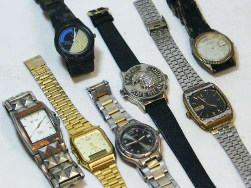 Lot of 7 mens quartz watches for spares - not working