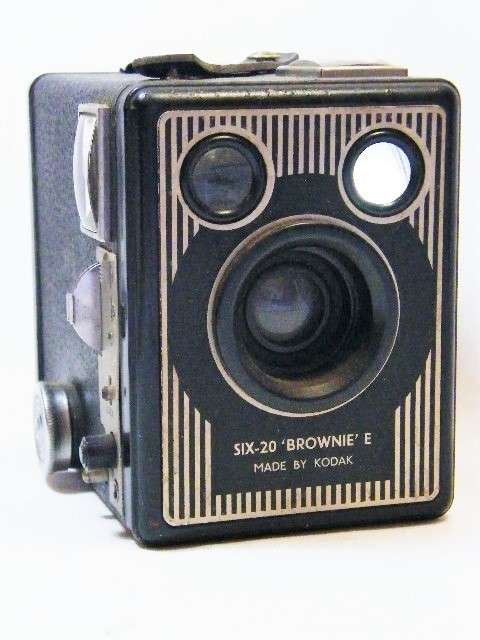 Vintage Kodak Brownie six-20 model E box camera art deco style