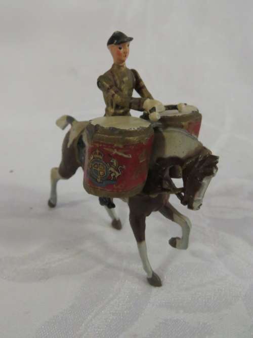 Vintage Household cavalry mounted band drum horse - lead soldier